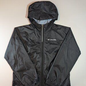 Columbia Kids Small Black Windbreaker Jacket Full Zip Hooded